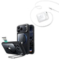 iPhone 18 Pro Classic Hybrid Magnetic Case with Camera Control and Flex Stand, Plus Xtend 45W Retractable Charger Bundle - Clear Black