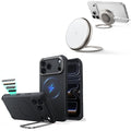 iPhone 18 Pro Cyber Tough Magnetic Case with Camera Control and Flex Stand, Plus Cyclone 25W Magnetic Charging Pad Bundle - Black