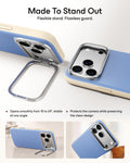 Misty Blue Vegan Leather iPhone 18 Pro Max Magsafe Case with Stand Made To Stand Out