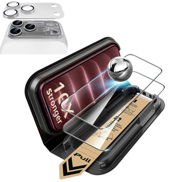 Silver iPhone 18 Pro Max Corning Glass Screen Protector with Full Coverage Camera Lens Protector