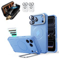 Misty Blue iPhone 18 Pro Cyebr Tough Magsafe Phone Case with Stand pair corning glass privacy screen protector and camera lens protector