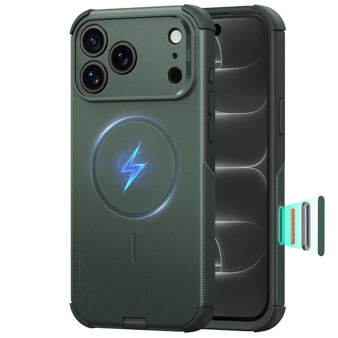 Green iPhone 18 Pro Max Case Tough Phone Case with Magsafe 