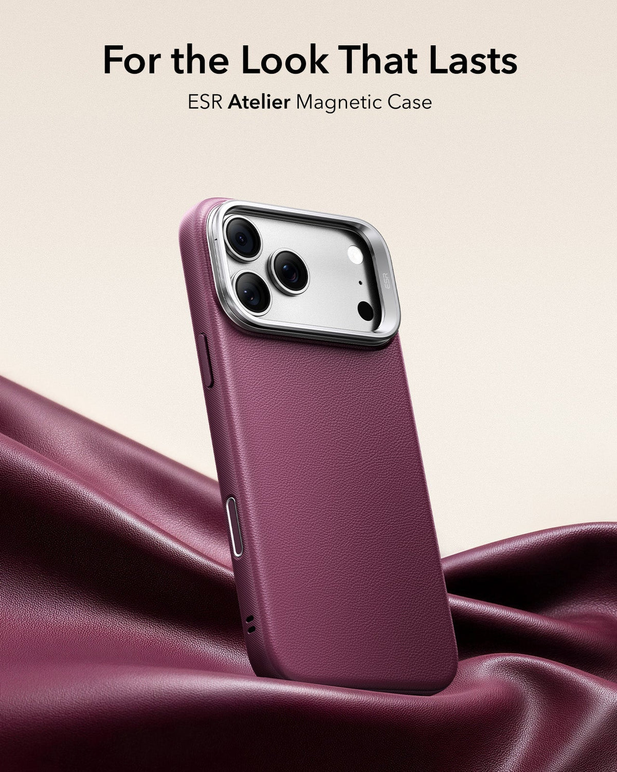 ESR Deep Burgundy Leather iPhone 18 Pro Magsafe Case with Stand For the Look That Lasts