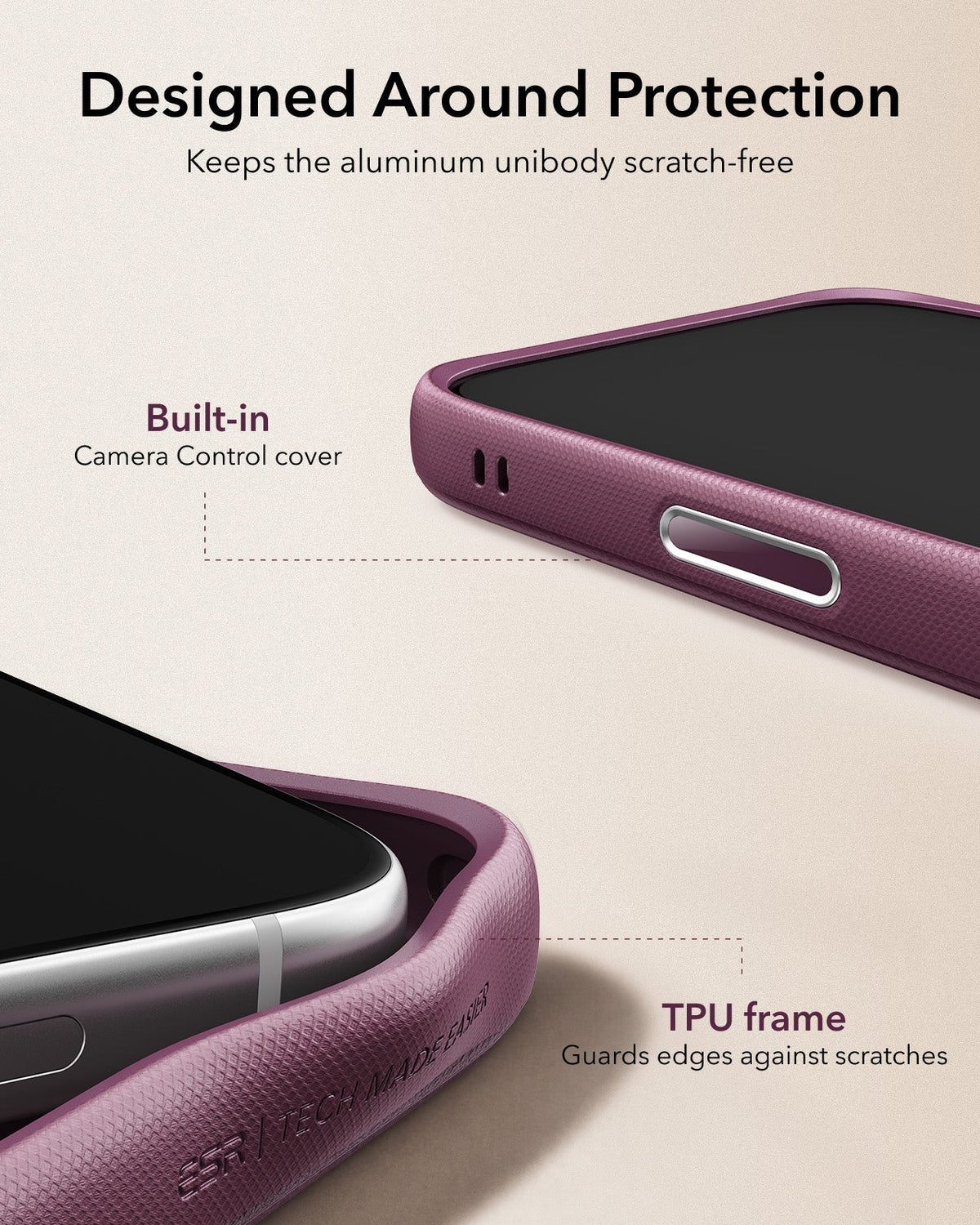 ESR Deep Burgundy Leather iPhone 18 Pro Magsafe Case with Stand Designed Around Protection