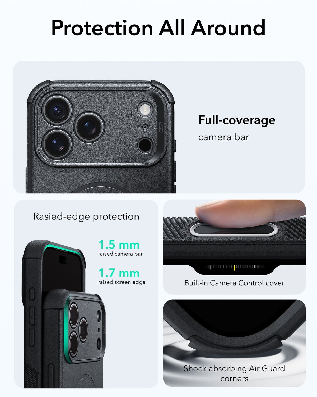 ESR Black iPhone 18 Pro Case Tough Phone Case with Magsafe Protection All Around