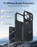 ESR Black iPhone 18 Pro Case Tough Phone Case with Magsafe 7X Military-Grade Protection