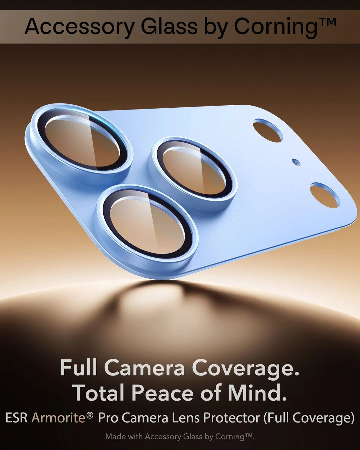 ESR Misty Blue iPhone 18 Pro Max Corning Glass Camera Lens Protector Full Camera Coverage.  Total Peace of Mind.
