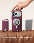 ESR Deep Burgundy Leather iPhone 18 Pro Max Magsafe Case with Stand Stay Attached. Stay Charged