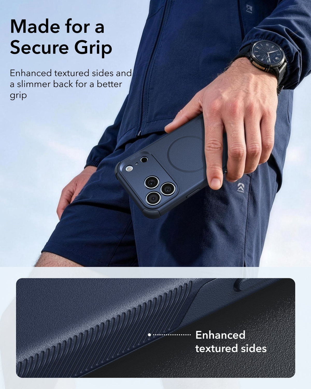 ESR Navy Blue iPhone 18 Pro Max Case Tough Phone Case with Magsafe Made for a Secure Grip