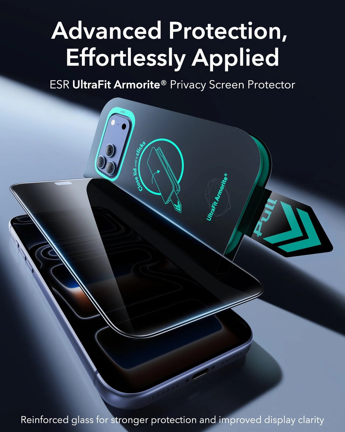 ESR iPhone 18 Pro Max Armorite Tempered Glass Privacy Screen Protecor Advanced Protection,  Effortlessly Applied