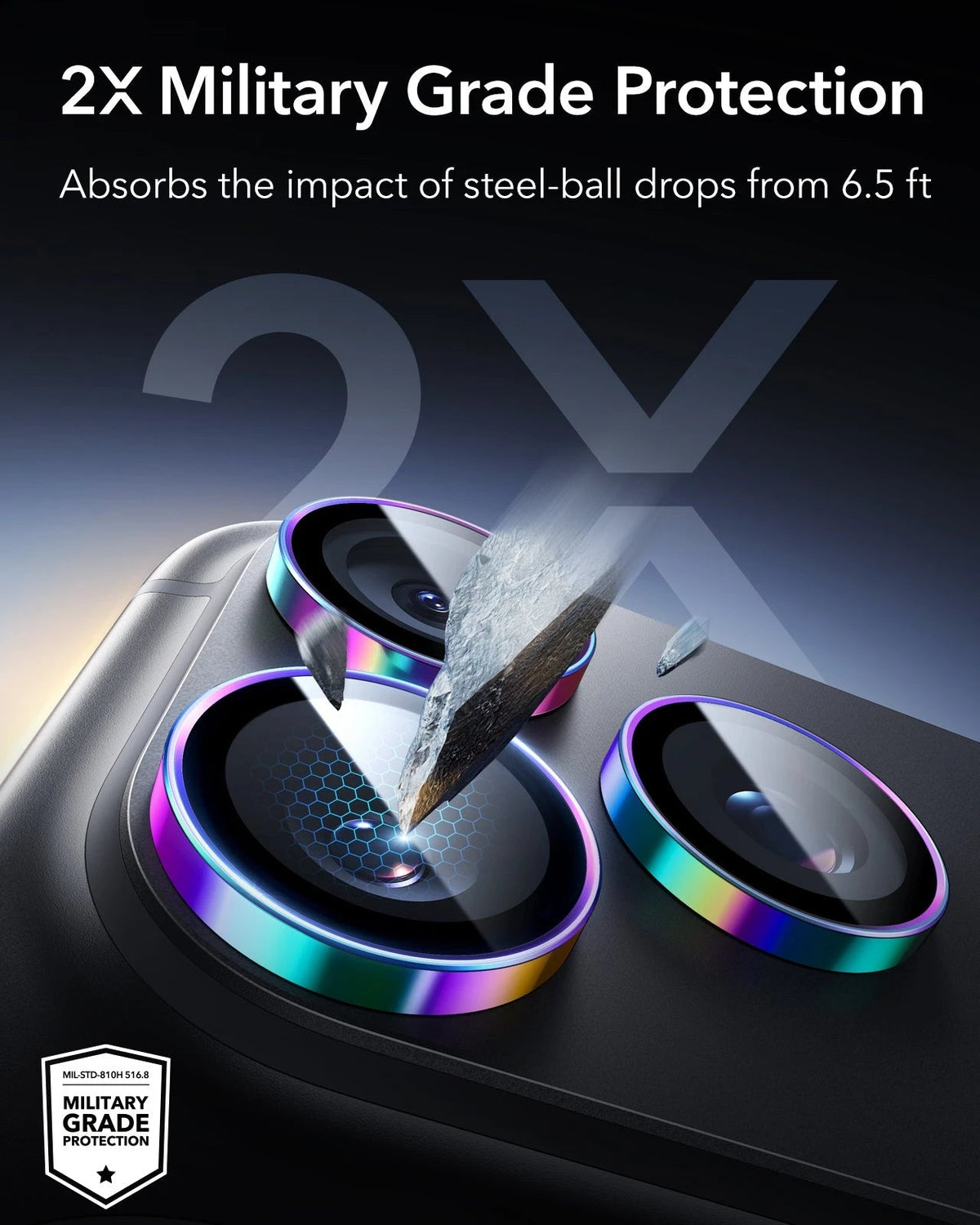 ESR Chromatic iPhone 18 Pro/Pro Max Armorite Camera Lens Protector 2X Military Grade Protection