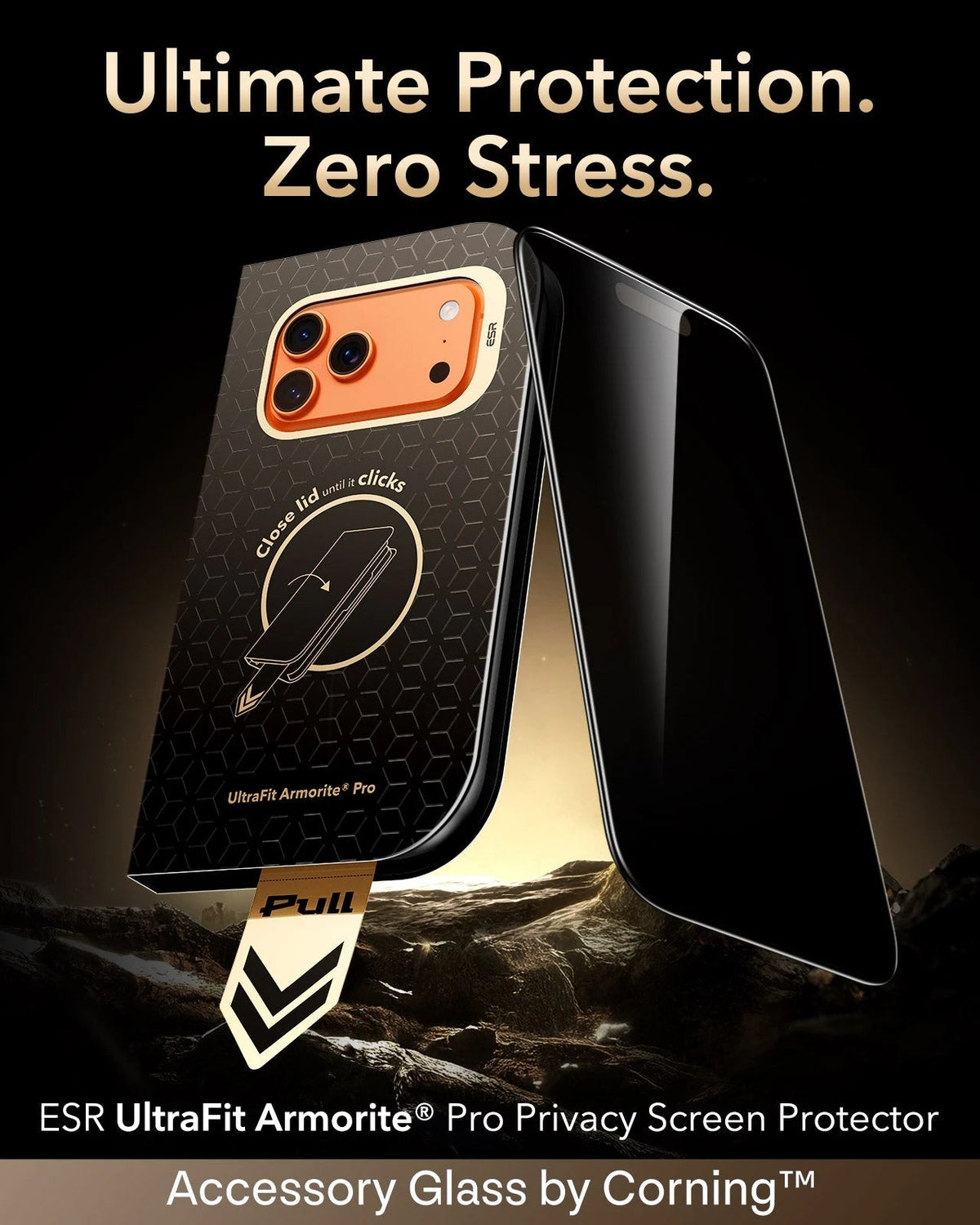 ESR iPhone 18 Pro Corning Glass Privacy Screen Protector Ultimate Protection.  Zero Stress.