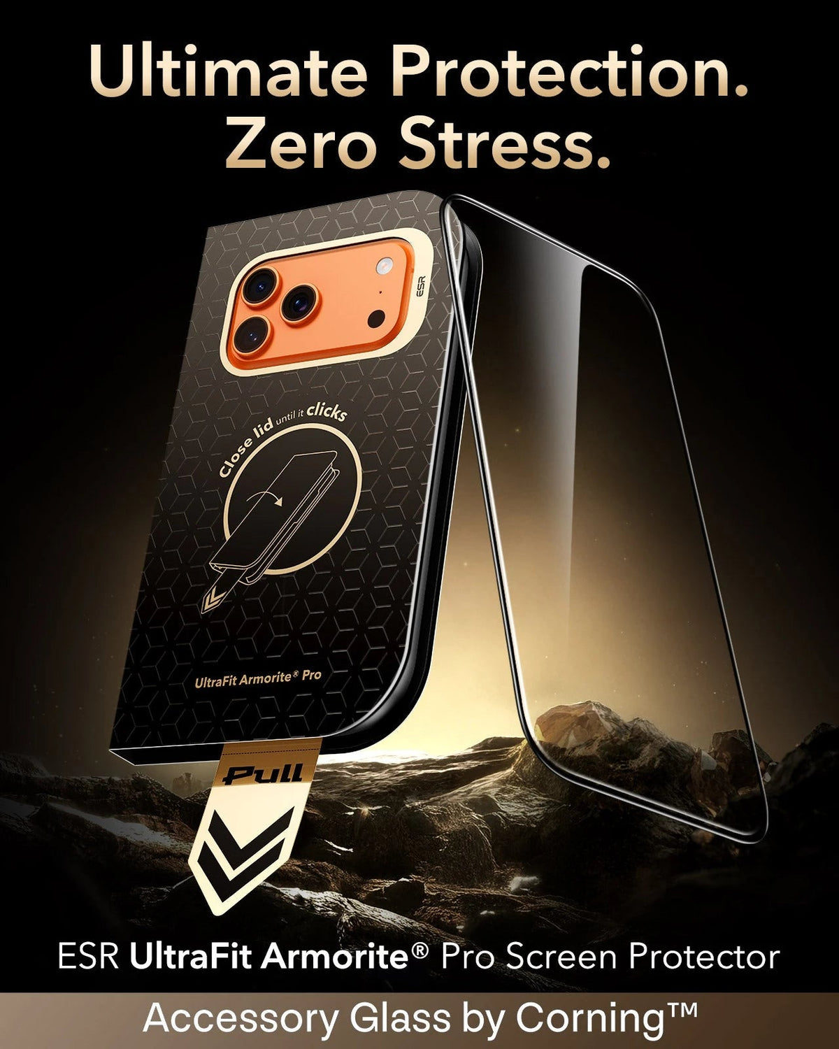 ESR iPhone 18 Pro Corning Glass Screen Protector Ultimate Protection.  Zero Stress.