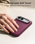 Deep Burgundy Vegan Leather iPhone Duo Magsafe Case with Stand Premium Look, Soft Touch