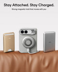 Light Gray Vegan Leather iPhone Duo Magsafe Case with Stand Stay Attached. Stay Charged.