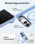 Frosted Misty Blue iPhone 18 Pro Max Magsafe Slim Phone Case with Stand Raised-Edge Protection