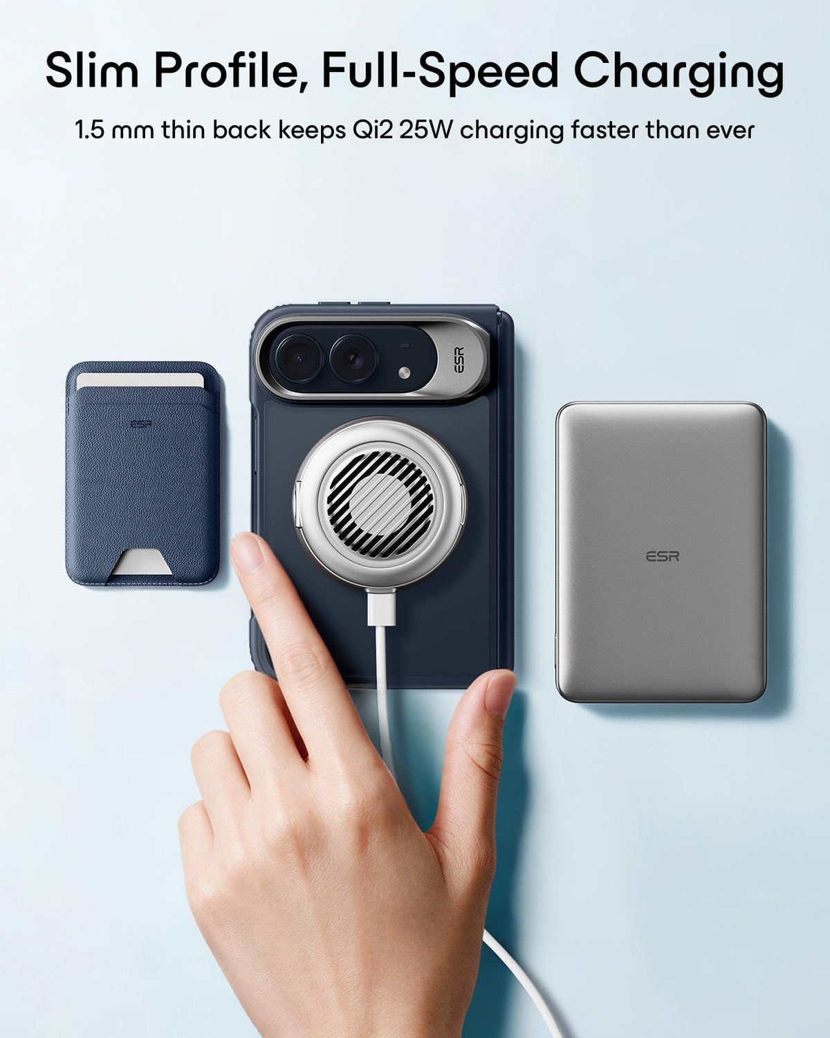 Frosted Blue  iPhone 18 Pro Max Magsafe Slim Phone Case with Stand Slim Profile, Full-Speed Charging