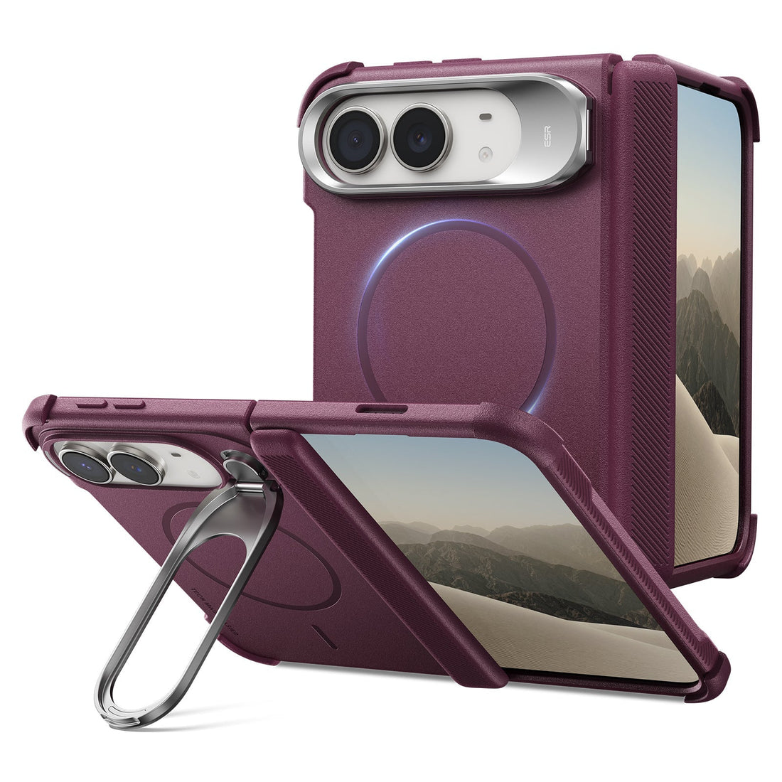 Deep Burgundy iPhone Duo Tough Phone Case Magsafe with Stand 