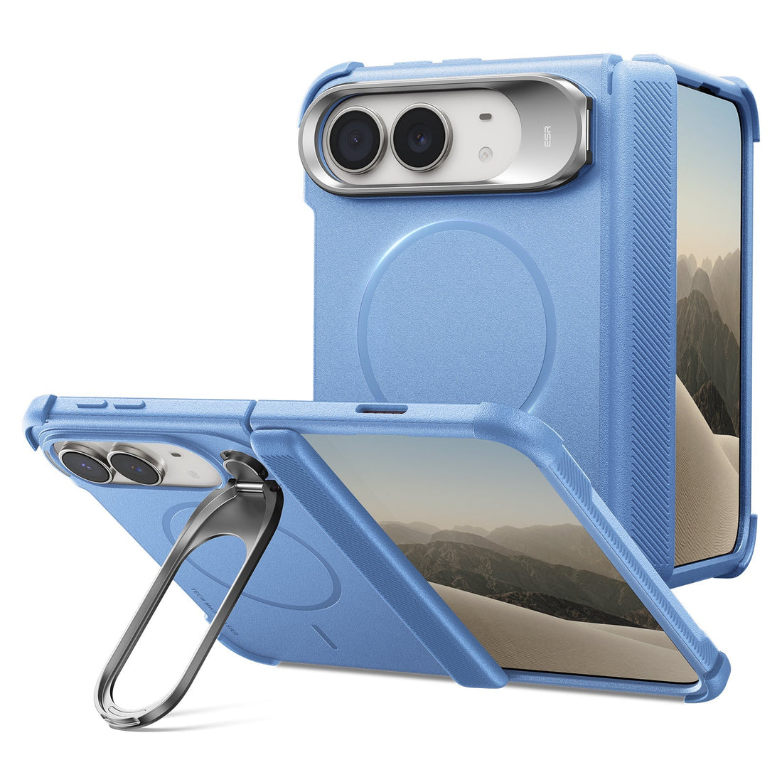 Misty Blue iPhone Duo Tough Phone Case Magsafe with Stand New