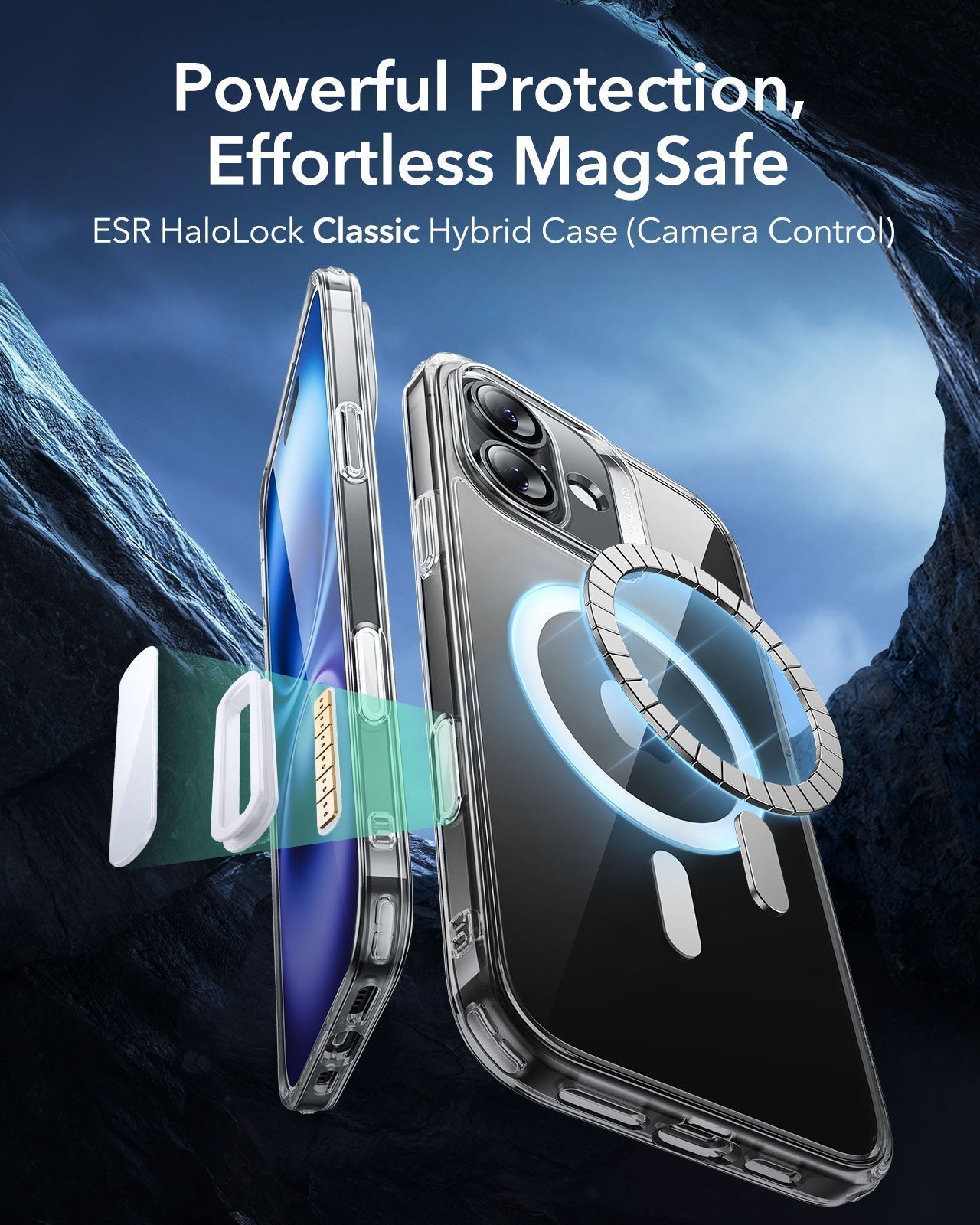 iPhone 16 Classic Hybrid Magnetic Case (Camera Control) & Privacy Screen Protector Bundle - Clear ESR ESR