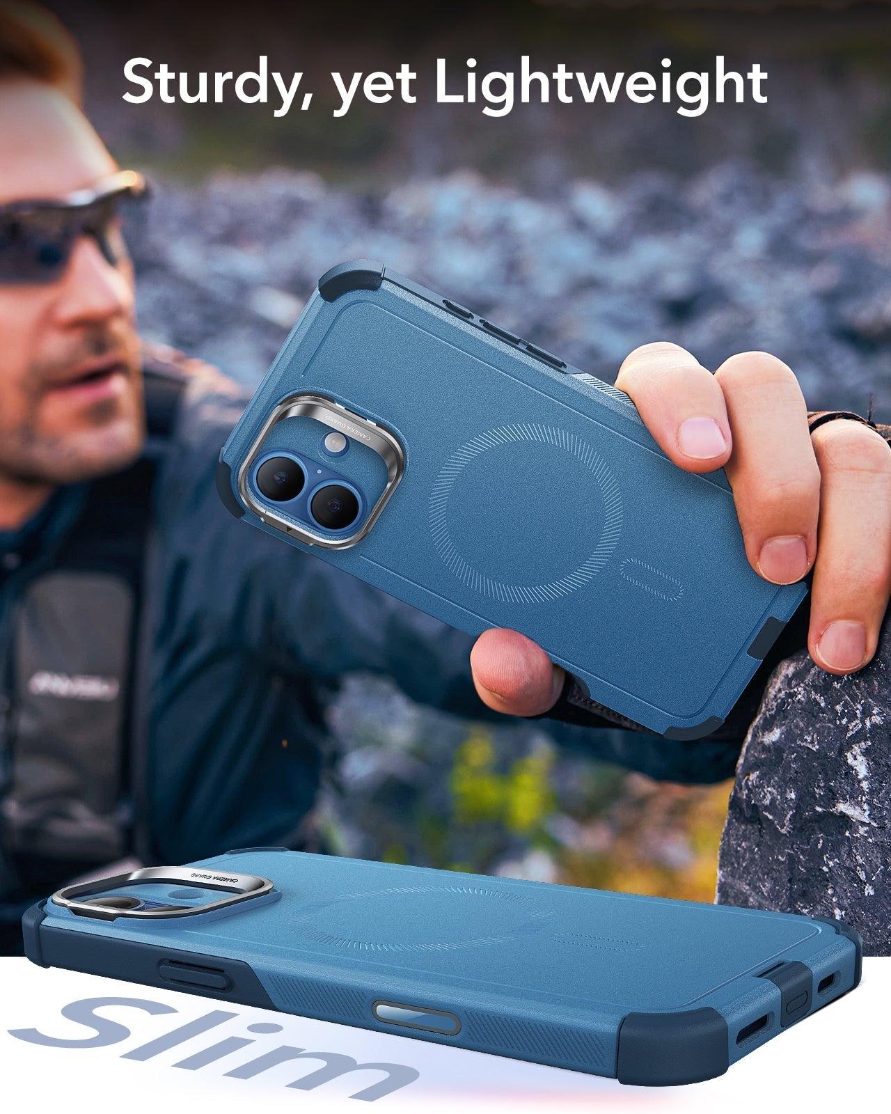 iPhone 16 Cyber Tough Magnetic Case (Camera Control, Stash Stand) - Light Blue ESR ESR