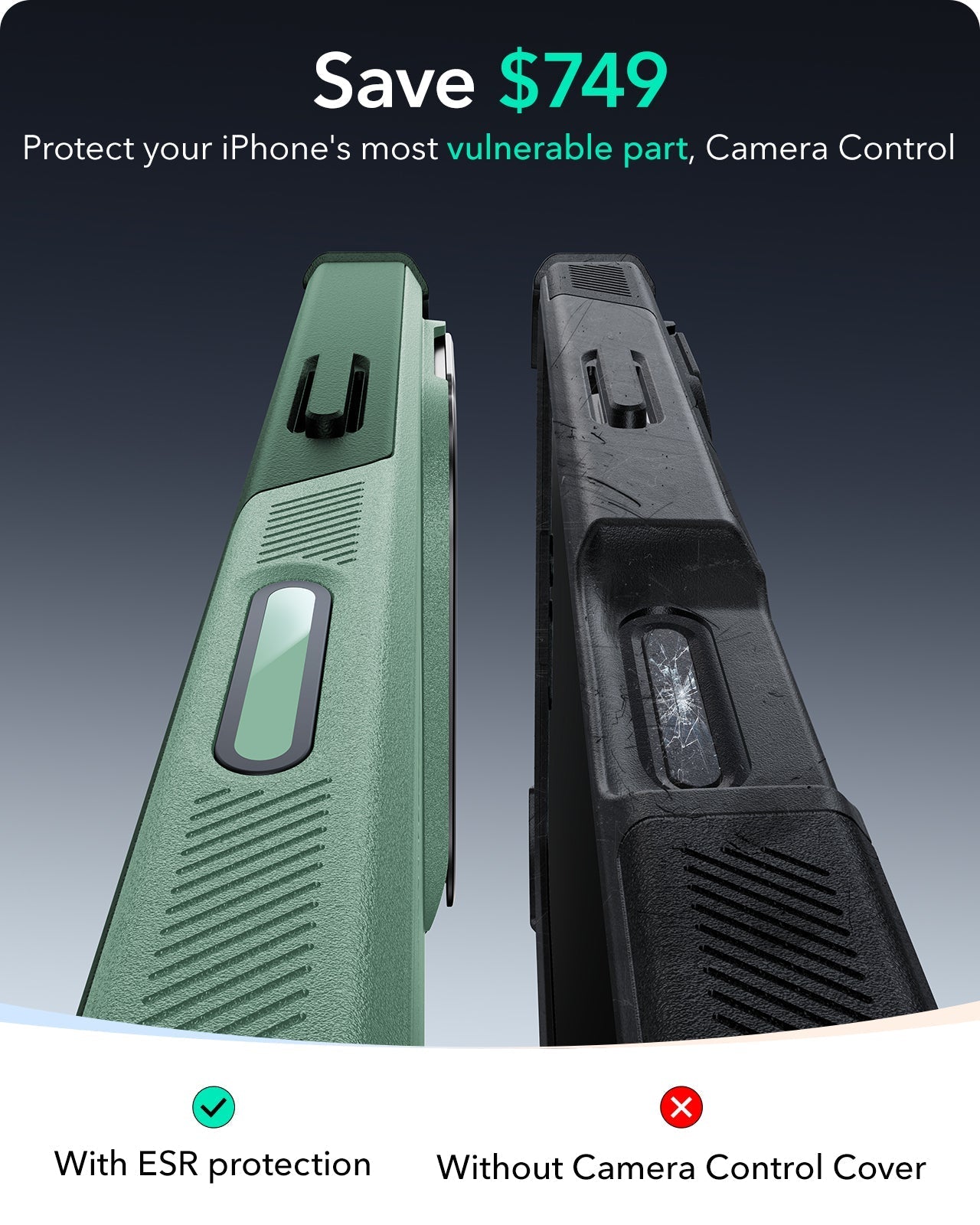 iPhone 16 Cyber Tough Magnetic Case (Camera Control, Stash Stand) - Light Green ESR ESR