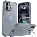iPhone 16 Cyber Tough Magnetic Case (Camera Control, Stash Stand) - Light Grey ESR ESR