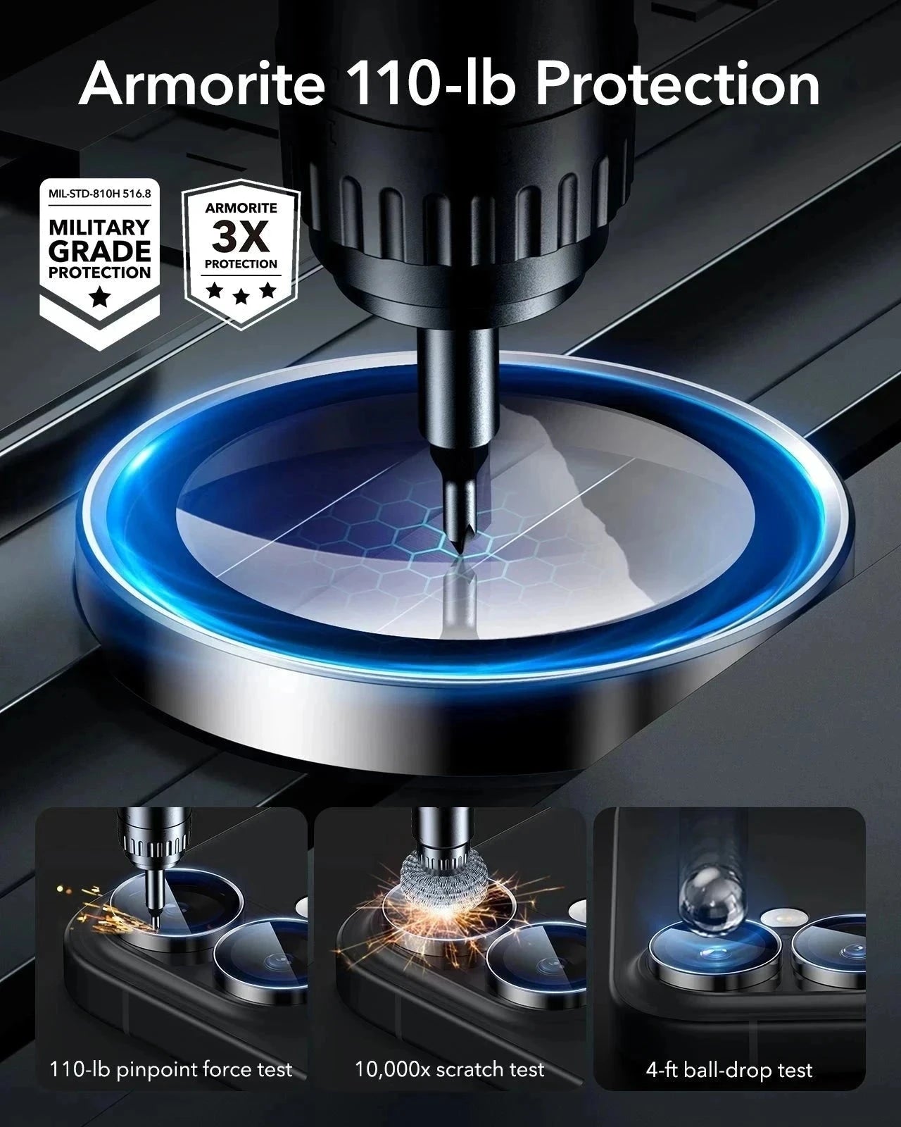 iPhone 16 Plus Classic Hybrid Magnetic Case (Camera Control, Stash Stand) & Privacy Screen Protector Bundle - Clear Black ESR ESR