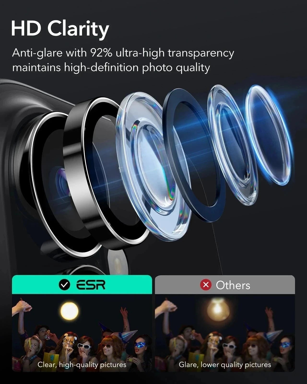 iPhone 16 Plus Classic Hybrid Magnetic Case (Camera Control, Stash Stand) & Privacy Screen Protector Bundle - Clear Black ESR ESR