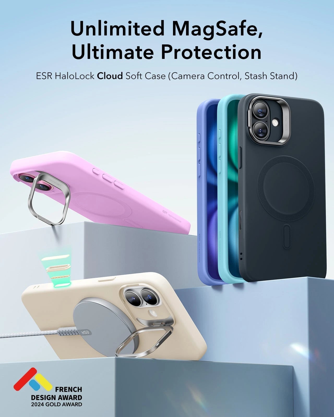 iPhone 16 Plus Cloud Soft Magnetic Case (Camera Control, Stash Stand) - Light Tan ESR ESR