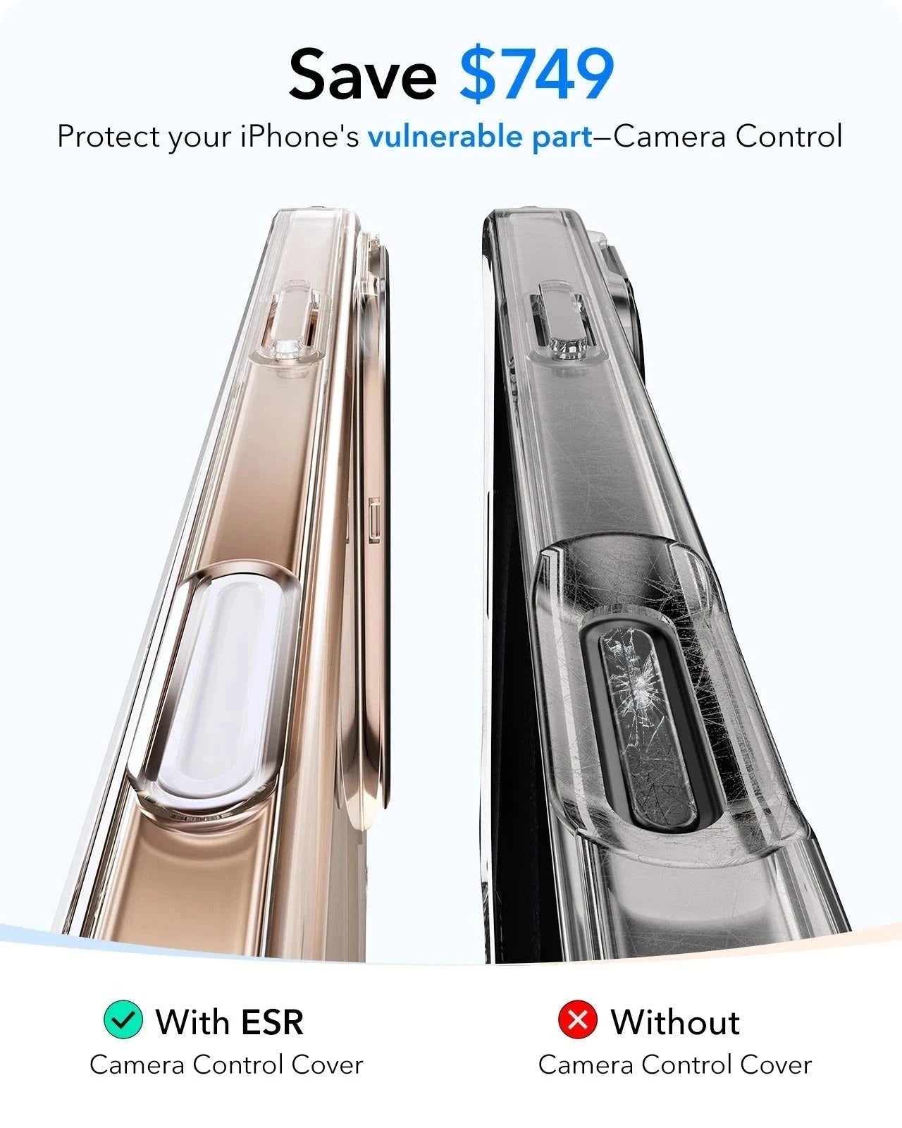 iPhone 16 Pro Classic Hybrid Magnetic Case (Camera Control, Stash Stand) & Privacy Screen Protector Bundle - Clear ESR ESR