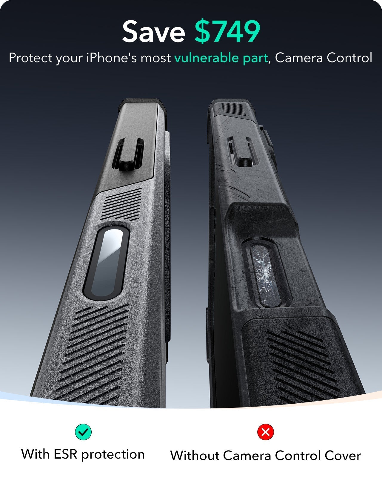 iPhone 16 Pro Cyber Tough Magnetic Case (Camera Control, Stash Stand) - Grey ESR ESR