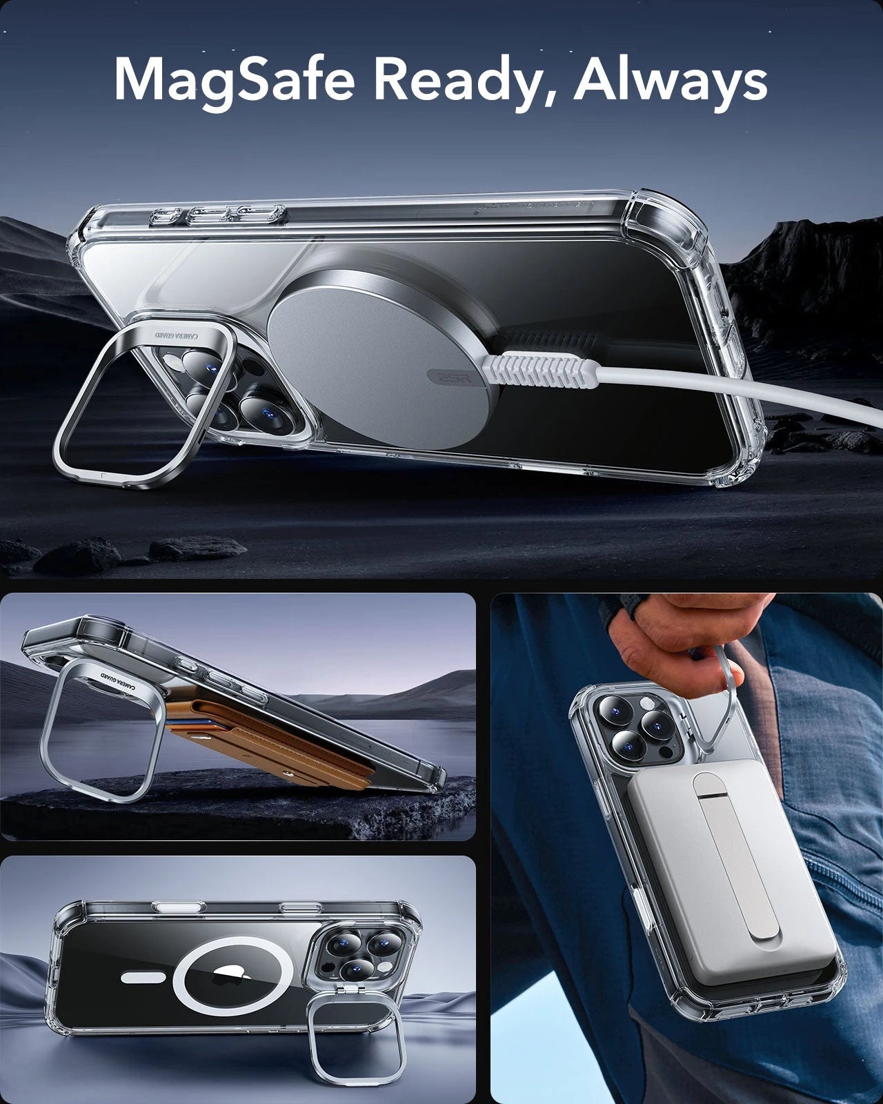 iPhone 16 Pro Max Armor Tough Magnetic Case (Camera Control, Stash Stand) - Clear ESR ESR