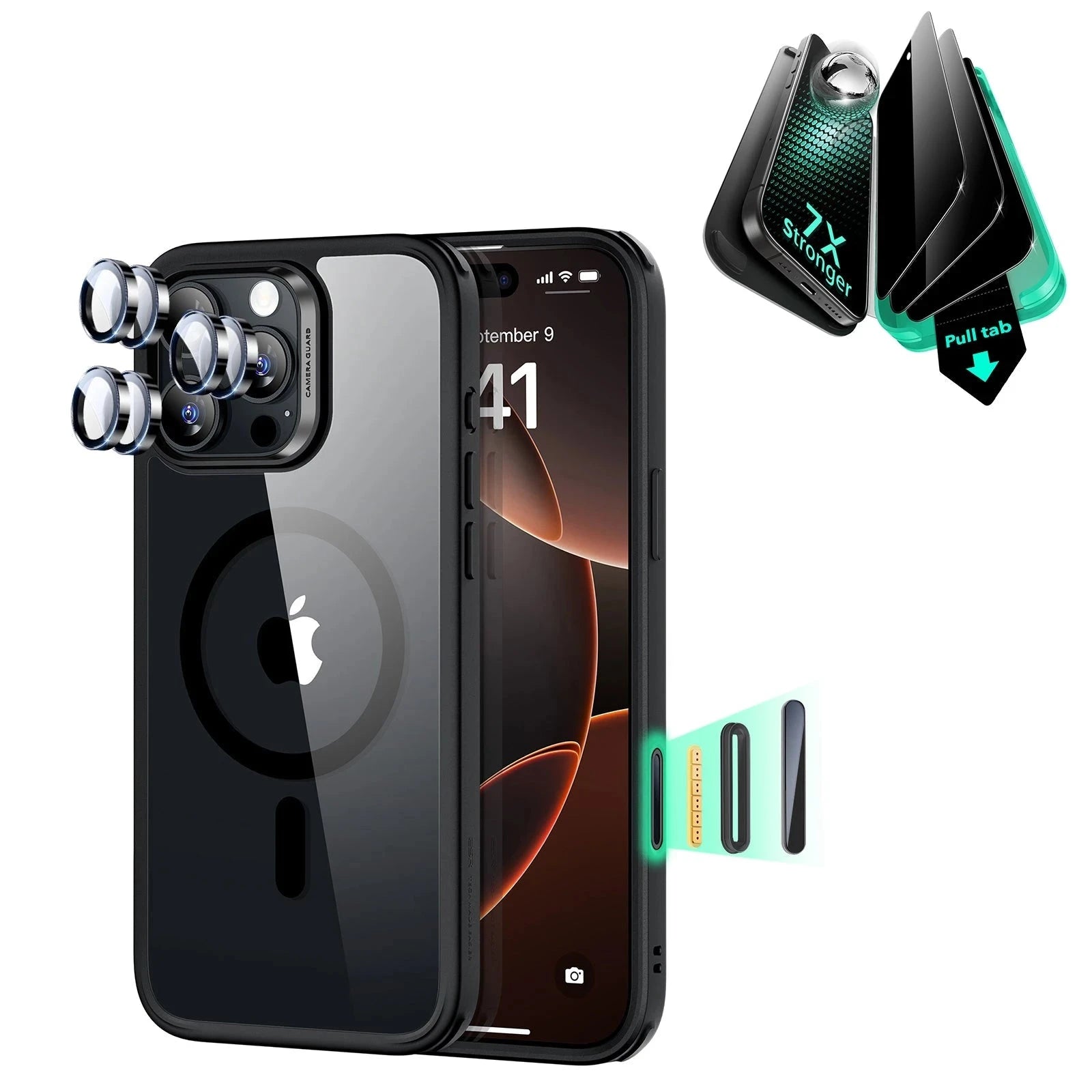 iPhone 16 Pro Max Classic Hybrid Magnetic Case (Camera Control) & Privacy Screen Protector Bundle - Frosted Clear ESR ESR