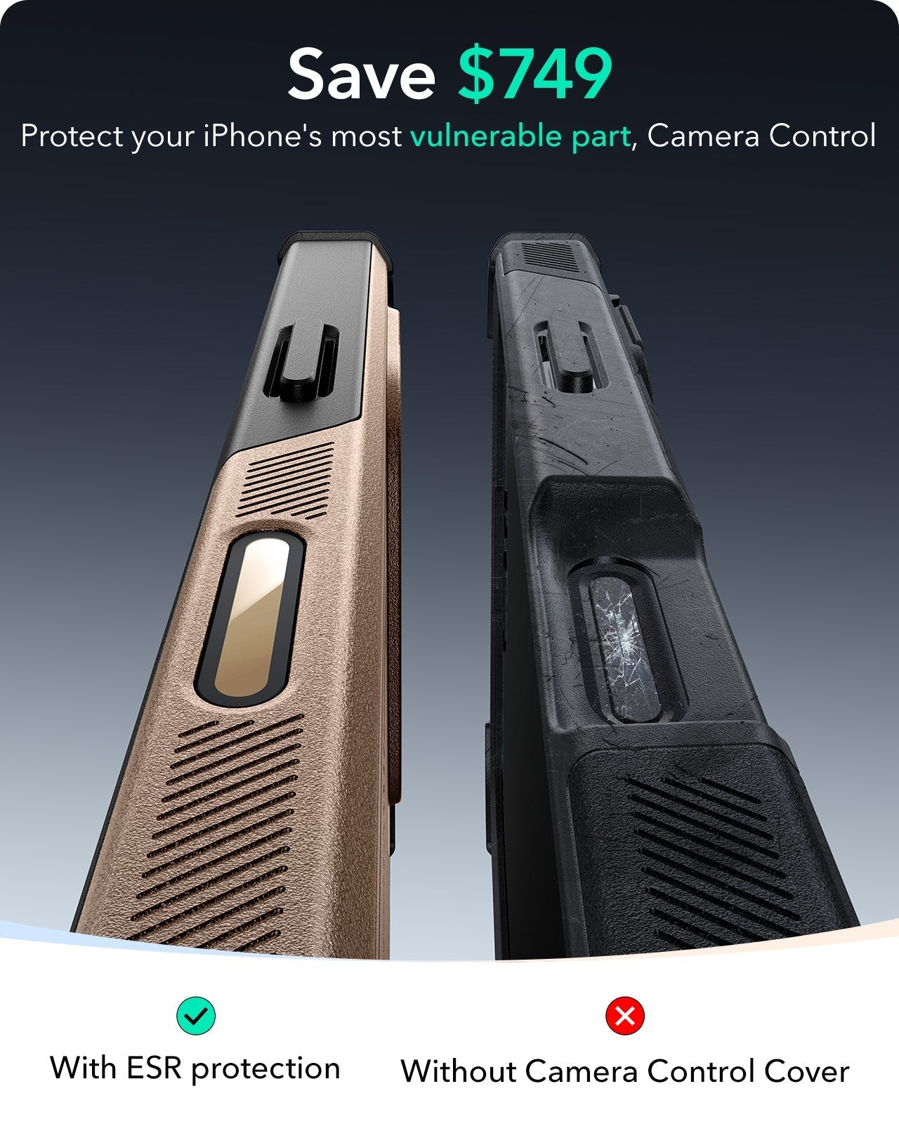 iPhone 16 Pro Max Cyber Tough Magnetic Case (Camera Control, Stash Stand) - Desert Titanium ESR ESR