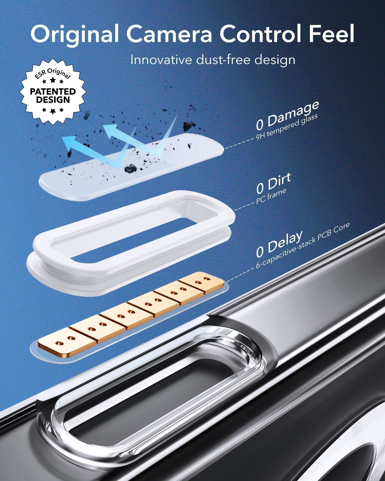 iPhone 16 Pro Max HaloLock Classic Hybrid Case (Camera Control) - Clear Shimmer ESR ESR