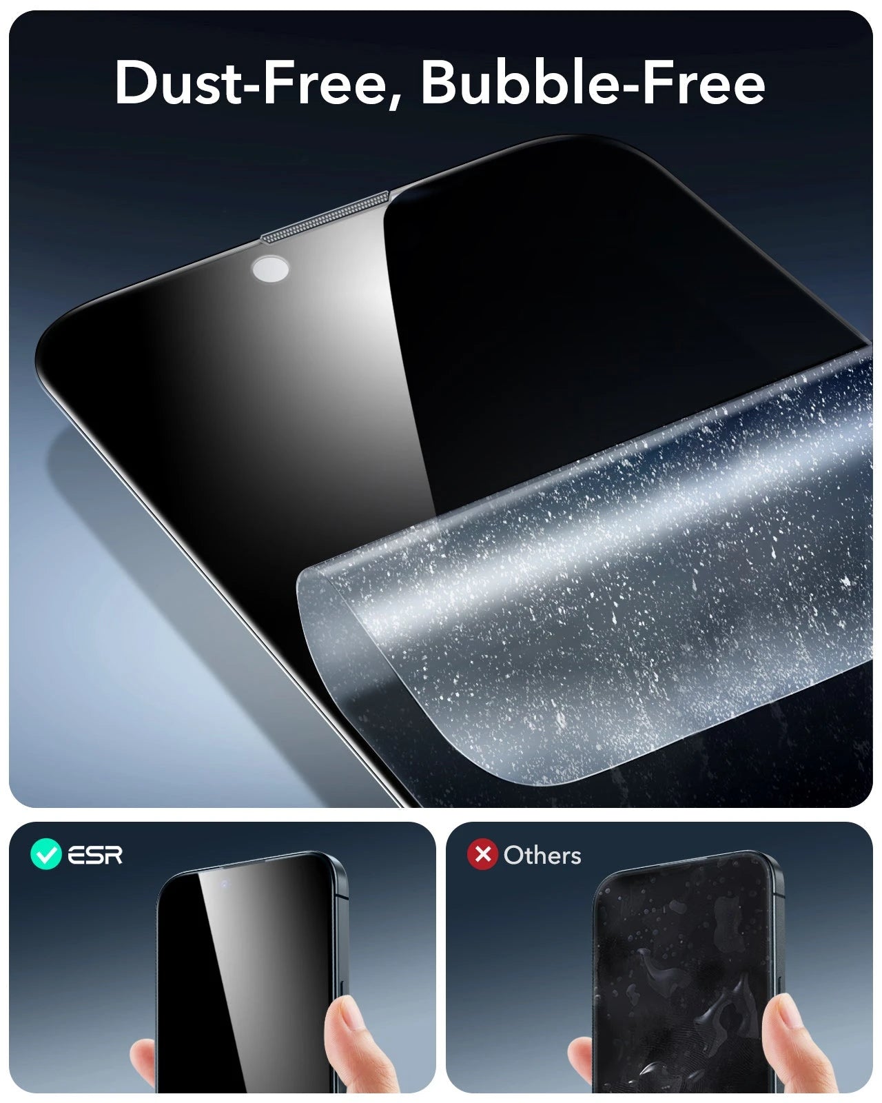 iPhone 16e HaloLock Classic Hybrid Case Privacy Protection Bundle - Frosted Black ESR ESR