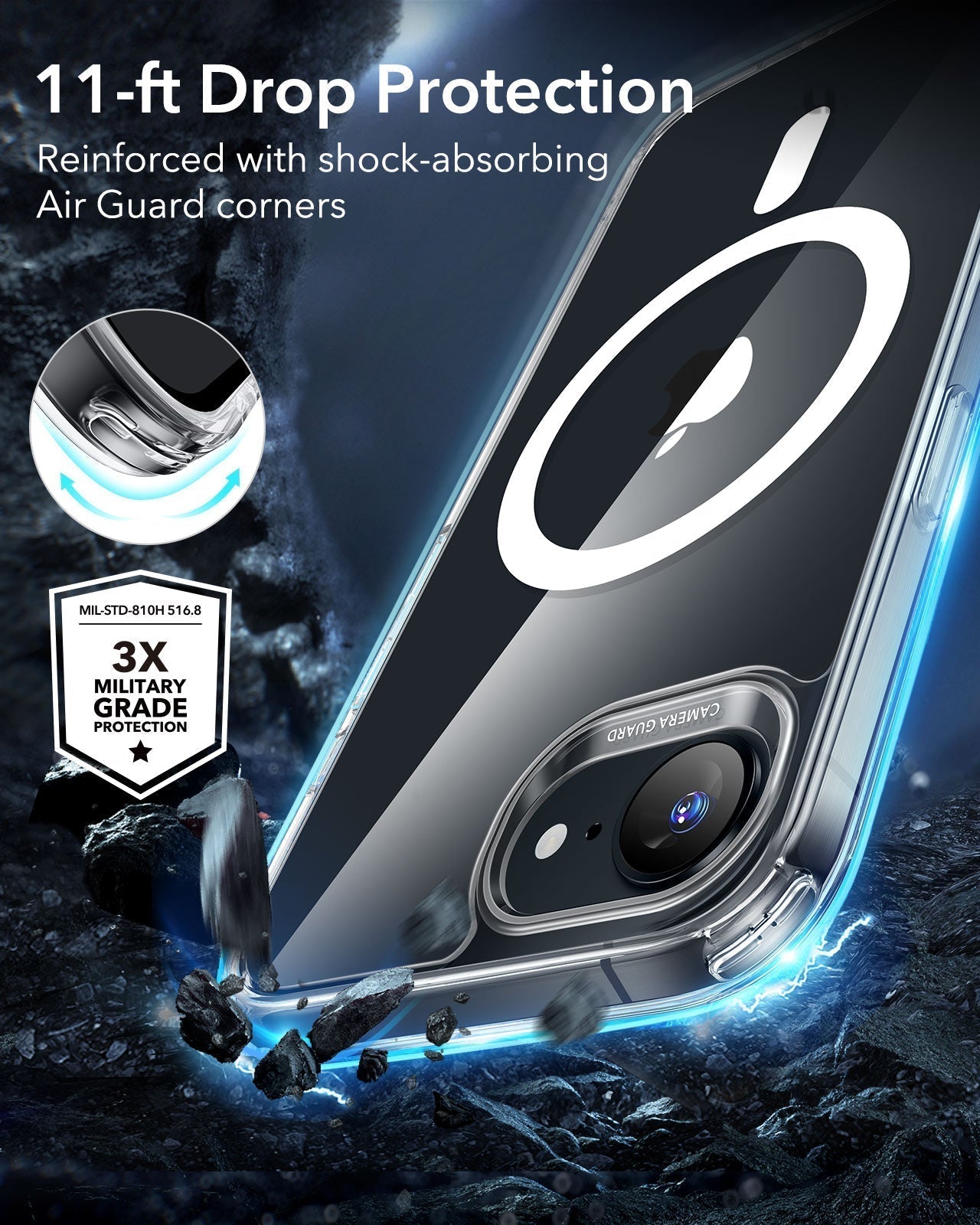 iPhone 16e HaloLock Classic Hybrid Case Privacy Protection Bundle - Frosted Black ESR ESR