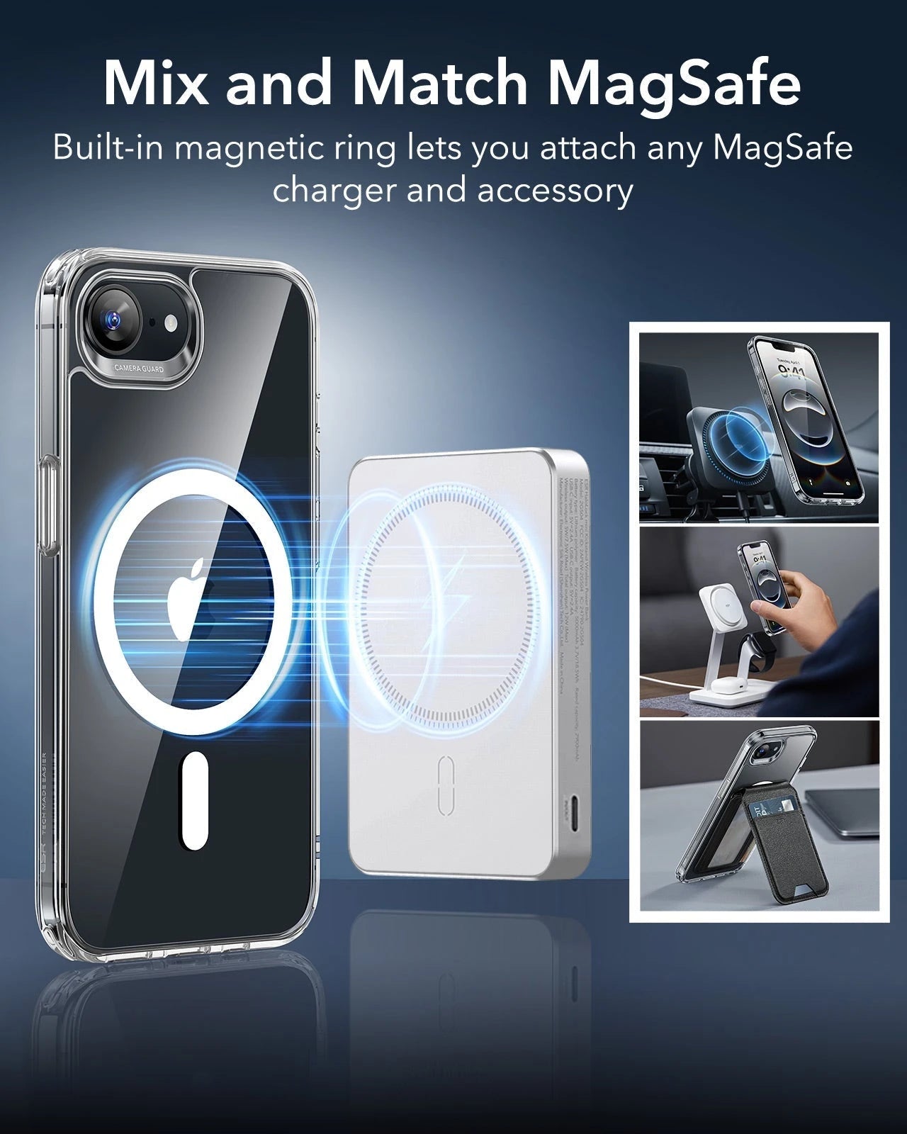 iPhone 16e HaloLock Classic Hybrid Case Privacy Protection Bundle - Frosted Black ESR ESR