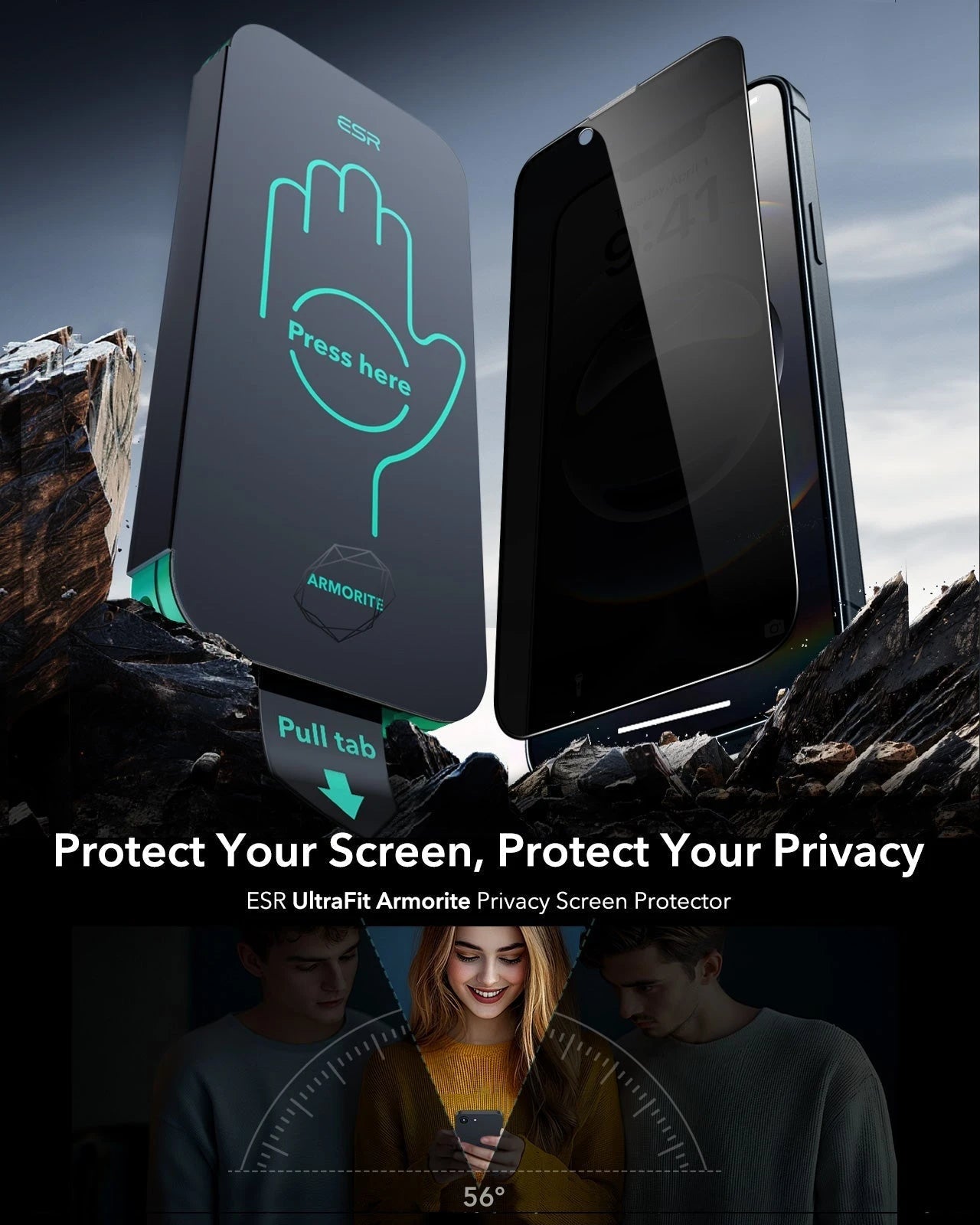 iPhone 16e HaloLock Classic Hybrid Case Privacy Protection Bundle - Frosted Black ESR ESR
