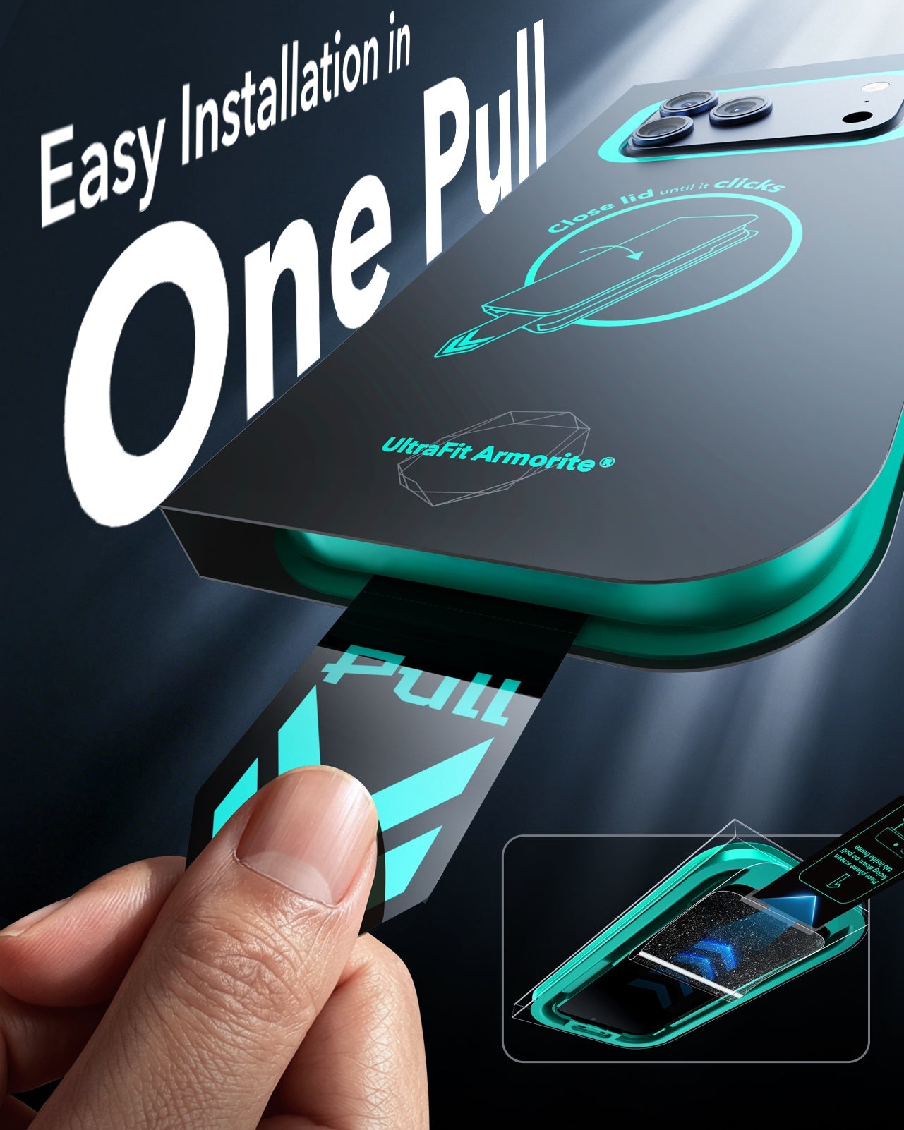 ESR iPhone 18 Pro Armorite Tempered Glass Screen Protecor Easy Installation in One Pull