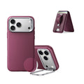 iPhone 18 Pro Atelier Silicone Leather Magnetic Case with Camera Control and Flex Stand, Plus Geo Wallet Stand Bundle - Deep Burgundy
