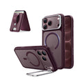 iPhone 18 Pro Classic Hybrid Magnetic Case with Camera Control and Flex Stand, Plus Geo Wallet Stand Bundle - Burgundy