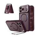 iPhone 18 Pro Max Classic Hybrid Magnetic Case with Camera Control and Flex Stand, Plus Geo Wallet Stand Bundle - Frosted Deep Burgundy