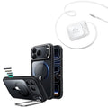 iPhone 18 Pro Max Classic Hybrid Magnetic Case with Camera Control and Flex Stand, Plus Xtend 45W Retractable Charger Bundle - Clear Black