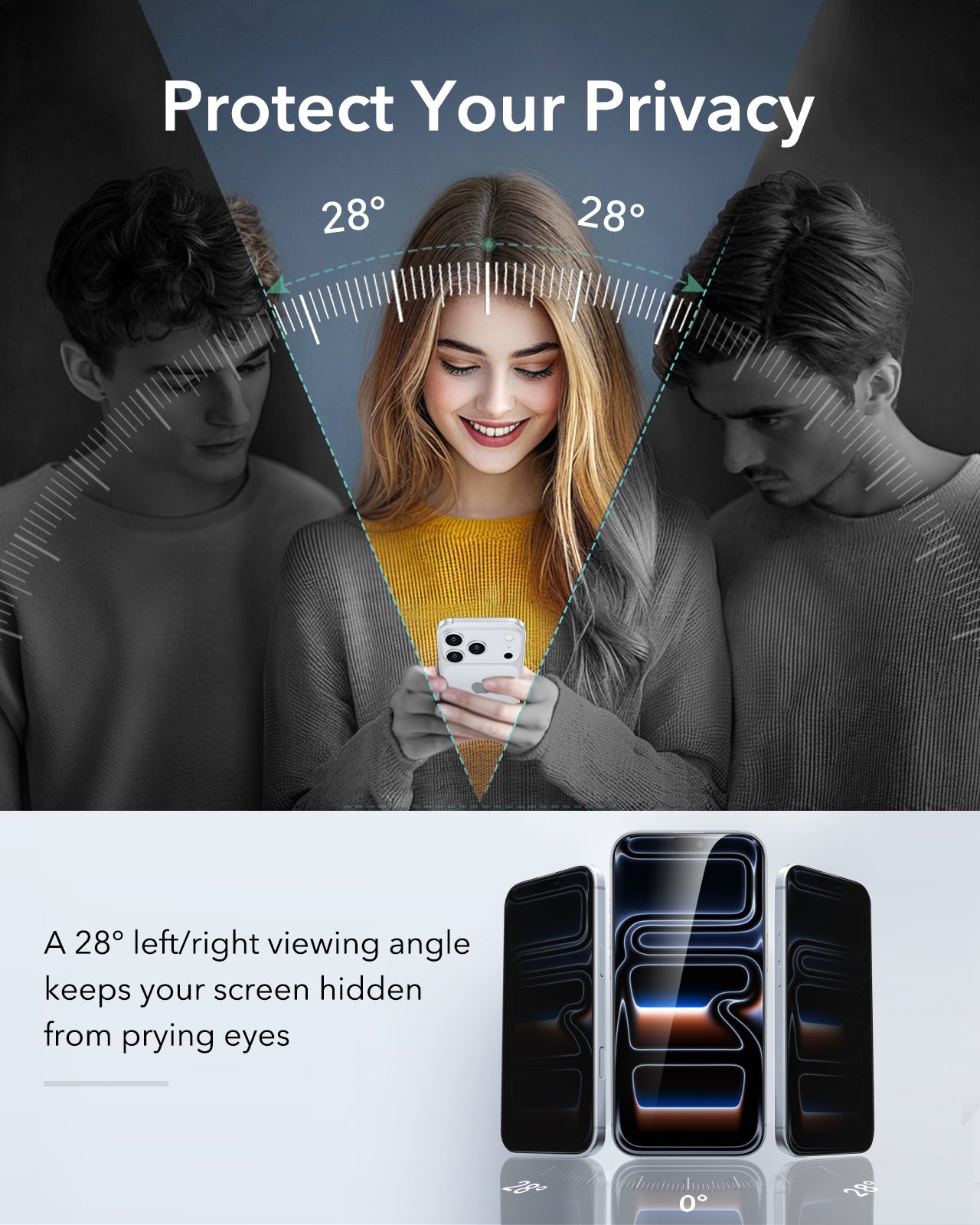 ESR iPhone 18 Pro Tempered Glass Privacy Screen Protector Protect Your Privacy