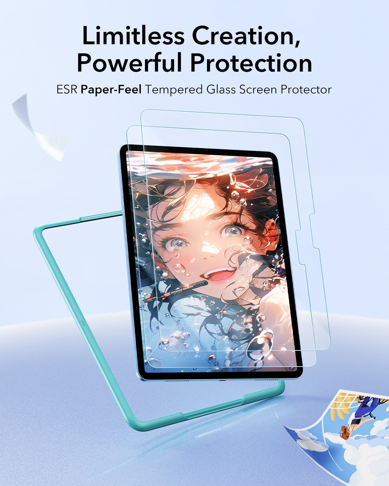 iPad 11" (A16, 2025) Paper-Feel Tempered-Glass Screen Protector Set - 2 Paper-Feel Tempered-Glass + 2 UltraFit Classic ESR ESR